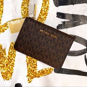 🤎💕NWT!Michael Kors BROWN ID coin pouch wallet